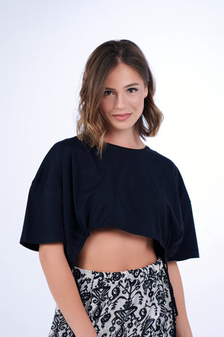 Draw the line Drawstring Cropped Tee