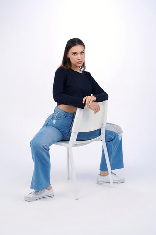 Plain Jane Long Sleeve Cropped Tee