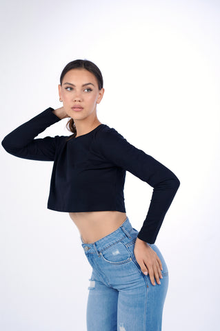 Plain Jane Long Sleeve Cropped Tee