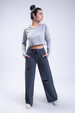 Untamed Distressed Straight-Leg Sweatpants