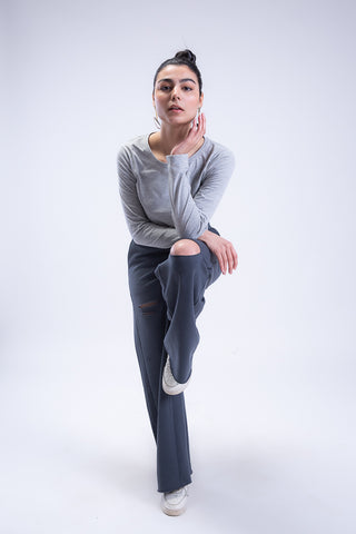 Untamed Distressed Straight-Leg Sweatpants