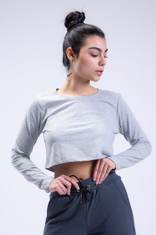 Plain Jane Long Sleeve Cropped Tee