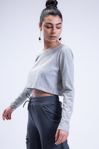 Plain Jane Long Sleeve Cropped Tee