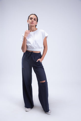 Untamed Distressed Straight-Leg Sweatpants