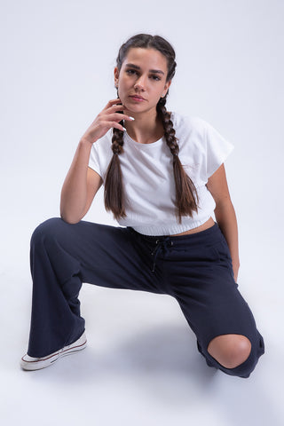 Untamed Distressed Straight-Leg Sweatpants