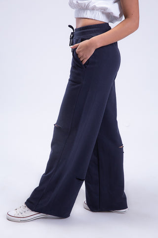 Untamed Distressed Straight-Leg Sweatpants