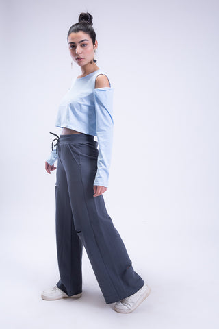 Long Sleeve On Read Cold Shoulder Cropped Tee