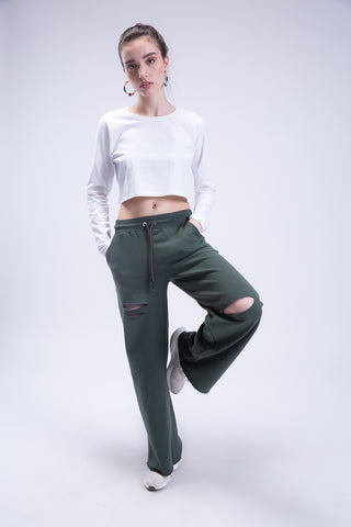 Untamed Distressed Straight-Leg Sweatpants