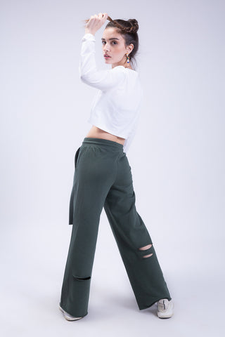 Untamed Distressed Straight-Leg Sweatpants