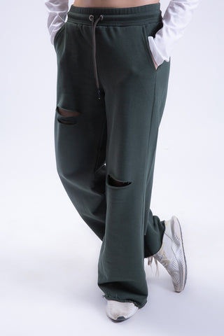 Untamed Distressed Straight-Leg Sweatpants