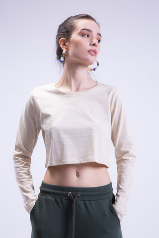 Plain Jane Long Sleeve Cropped Tee