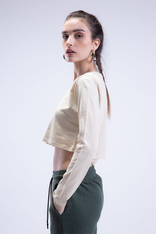 Plain Jane Long Sleeve Cropped Tee