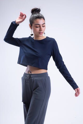 Plain Jane Long Sleeve Cropped Tee