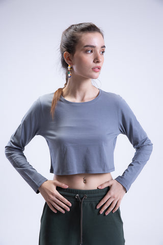 Plain Jane Long Sleeve Cropped Tee