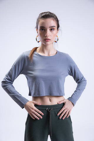 Plain Jane Long Sleeve Cropped Tee