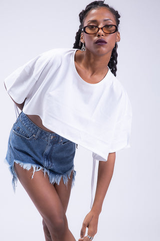 Draw the line Drawstring Cropped Tee