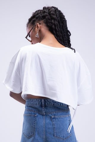 Draw the line Drawstring Cropped Tee