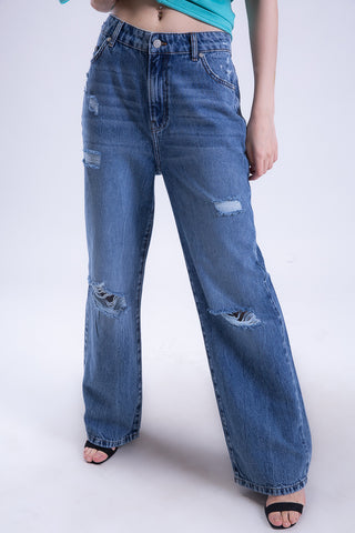 Distressed Relaxed Boyfriend Jean