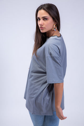 Oversized Desert Rose Jacquard Crewneck