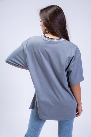 Oversized Desert Rose Jacquard Crewneck