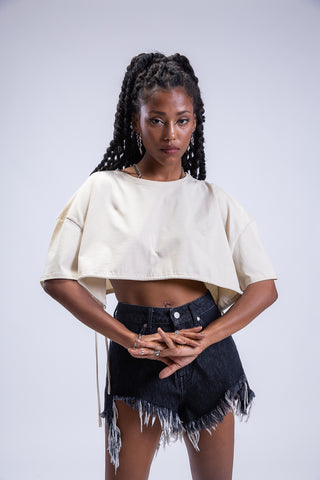 Draw the line Drawstring Cropped Tee