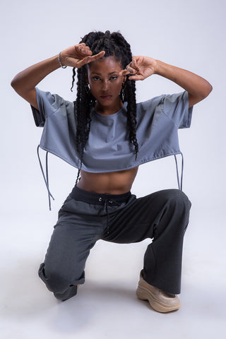 Draw the line Drawstring Cropped Tee