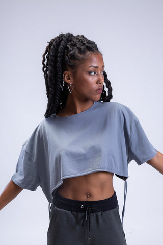 Draw the line Drawstring Cropped Tee