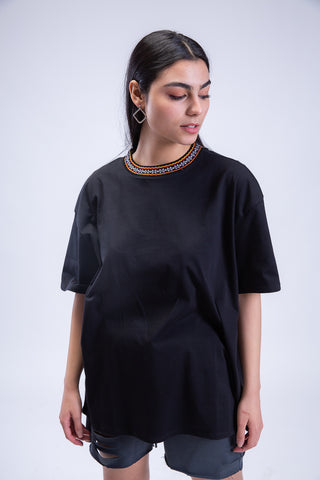 Oversized Arabesque Jacquard Crewneck