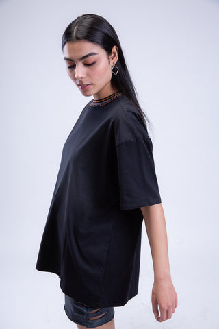 Oversized Arabesque Jacquard Crewneck