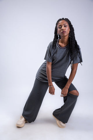 Untamed Distressed Straight-Leg Sweatpants