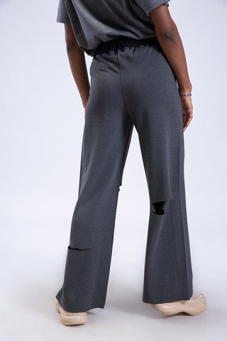 Untamed Distressed Straight-Leg Sweatpants