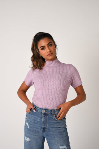 Calido Ribbed Half-Sleeve Turtleneck