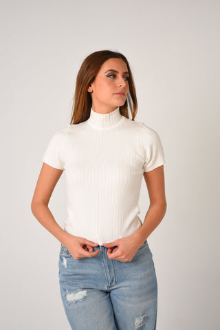 Calido Ribbed Half-Sleeve Turtleneck