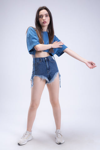 Draw the line Drawstring Cropped Tee